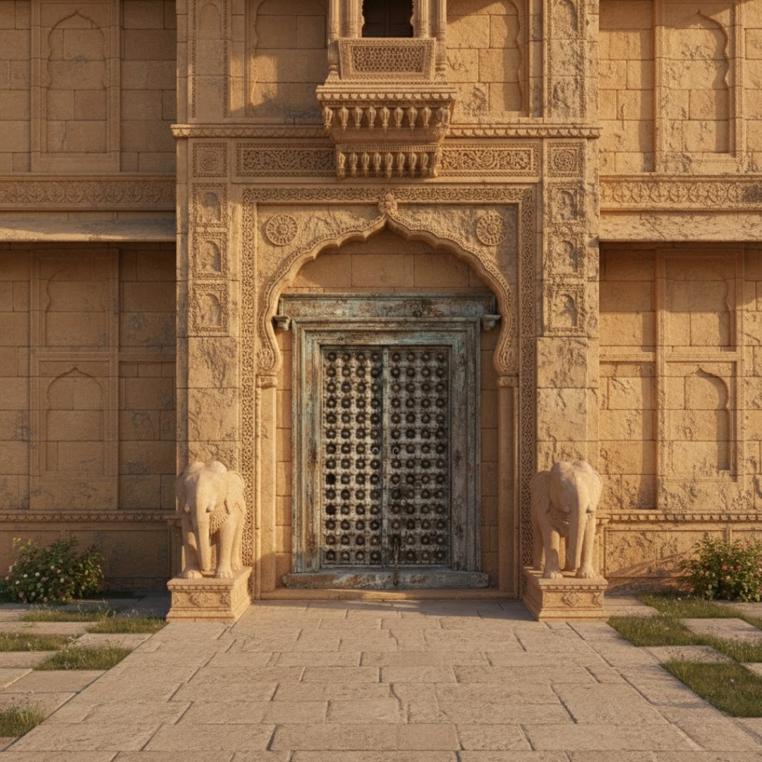 Wooden Door with Rajasthan Palace Setting
